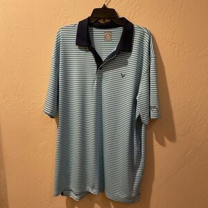Callaway Men's Polo Shirt - Light Blue and White Stripes 2X
